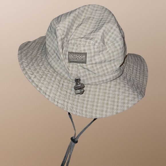 OR Outdoor Research Size Medium 3-6Y Boonie Bucket Sun Hat Gray Tan Check Plaid - Picture 6 of 6